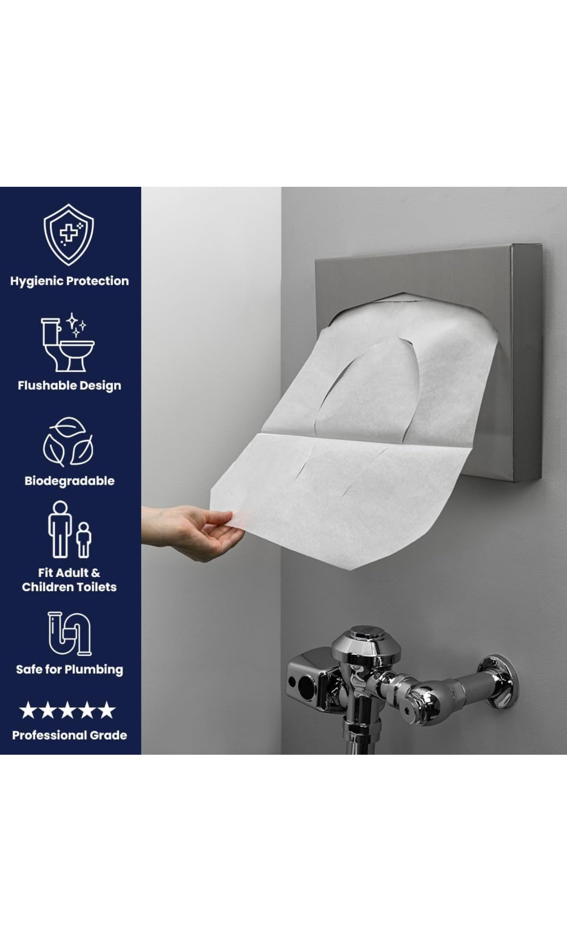 HOSPECO Discreet Seat Half-Fold Toilet Seat Covers, 14.25 X 16.5, White, 250/pack, 20 Packs/carton