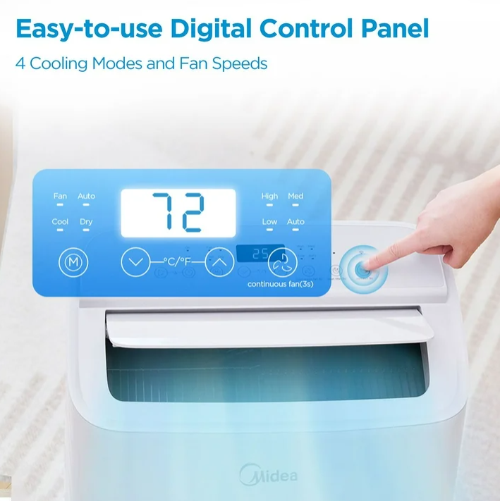 Midea 8,000 DOE, 12, 000 BTU ASHRAE SmartCool Portable Air Conditioner, For spaces up to 350 Sq. Ft