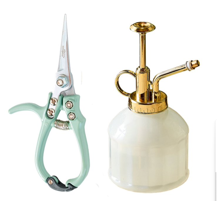 Modern Sprout Gardening Shears and Glass Plant Mister Set