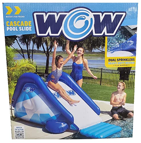 WOW Sports Cascade Pool Slide, Inflatable Slide with Sprinkler