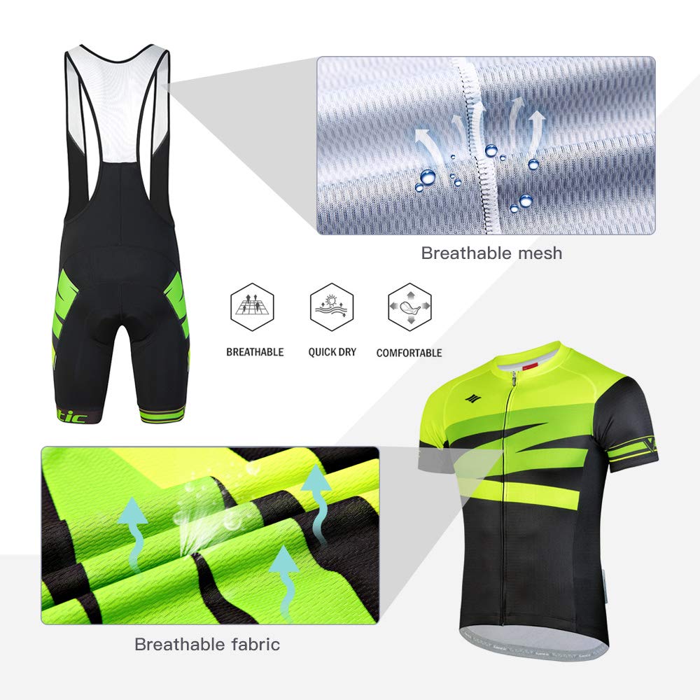 Santic Men's Cycling Jersey Set Bib Shorts 4D Padded Short Sleeve Outfits Set Quick-dry