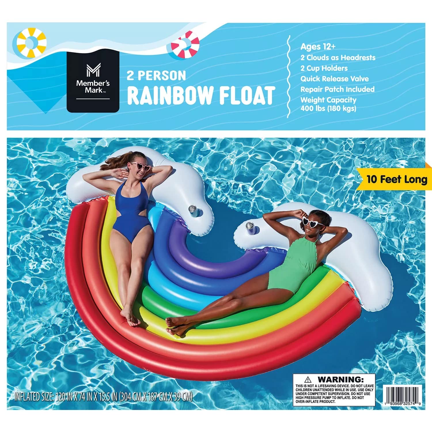 Member's Mark 2 Person Rainbow Float