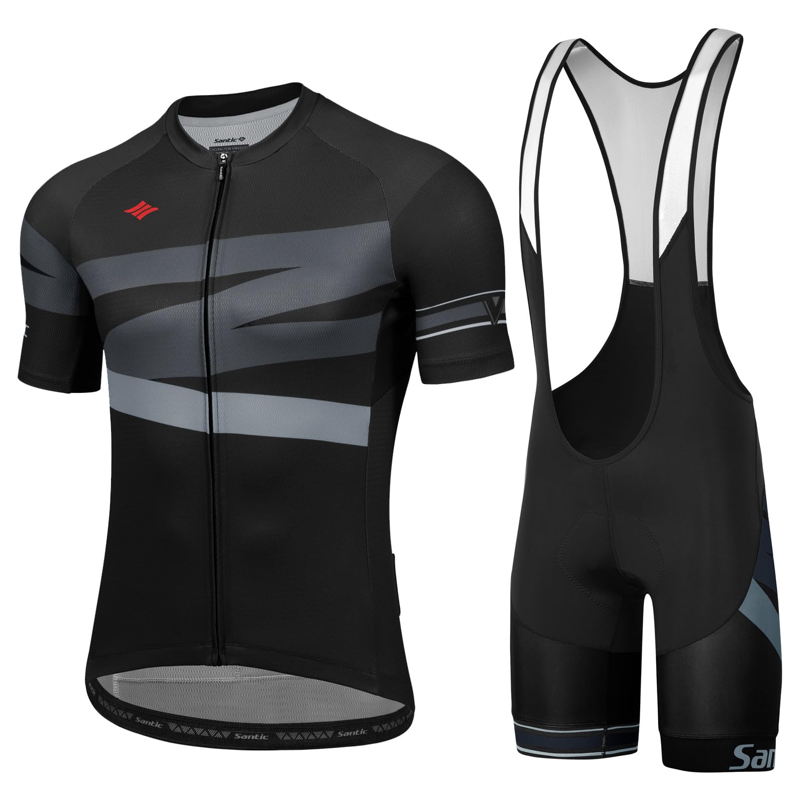Santic Men's Cycling Jersey Set Bib Shorts 4D Padded Short Sleeve Outfits Set Quick-dry