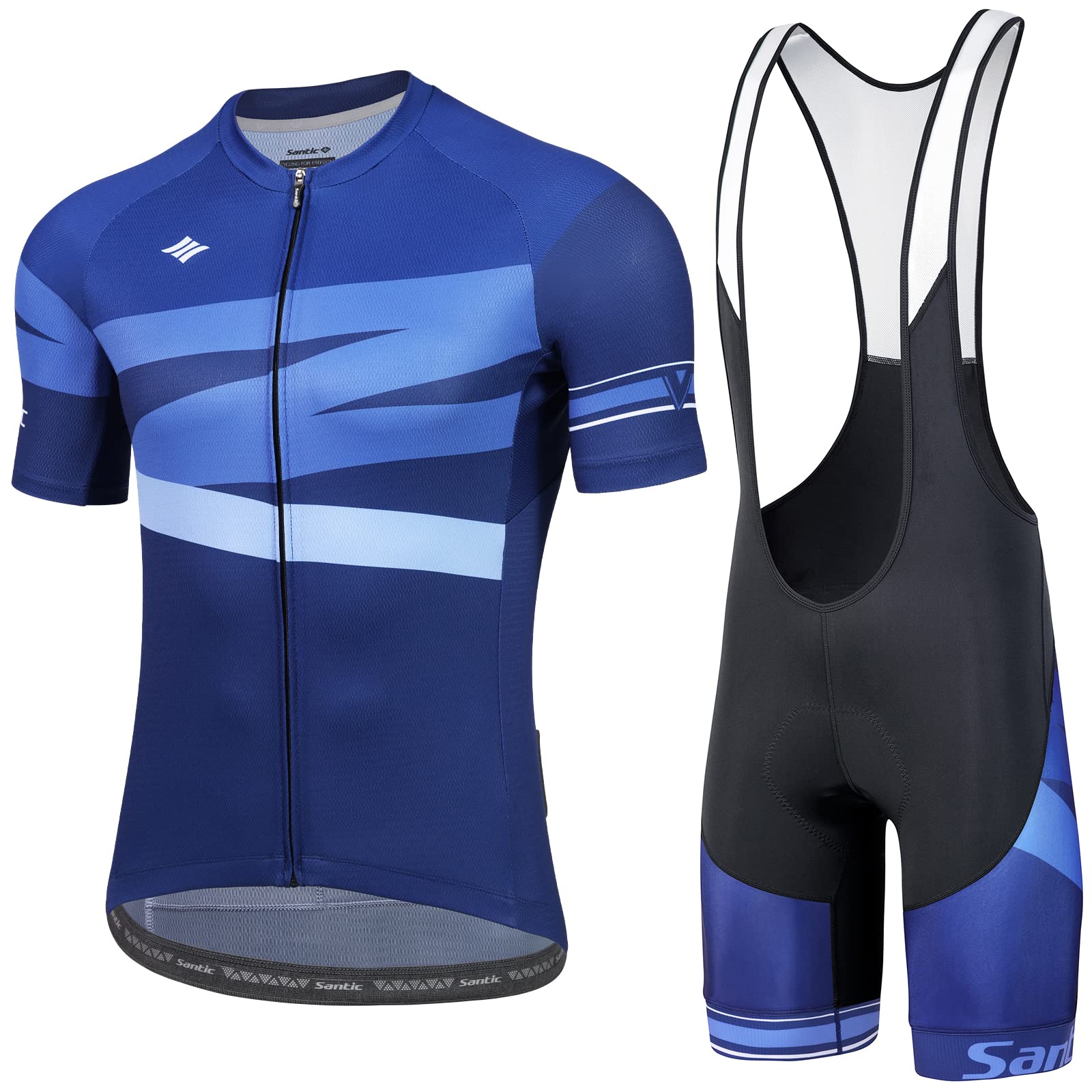 Santic Men's Cycling Jersey Set Bib Shorts 4D Padded Short Sleeve Outfits Set Quick-dry