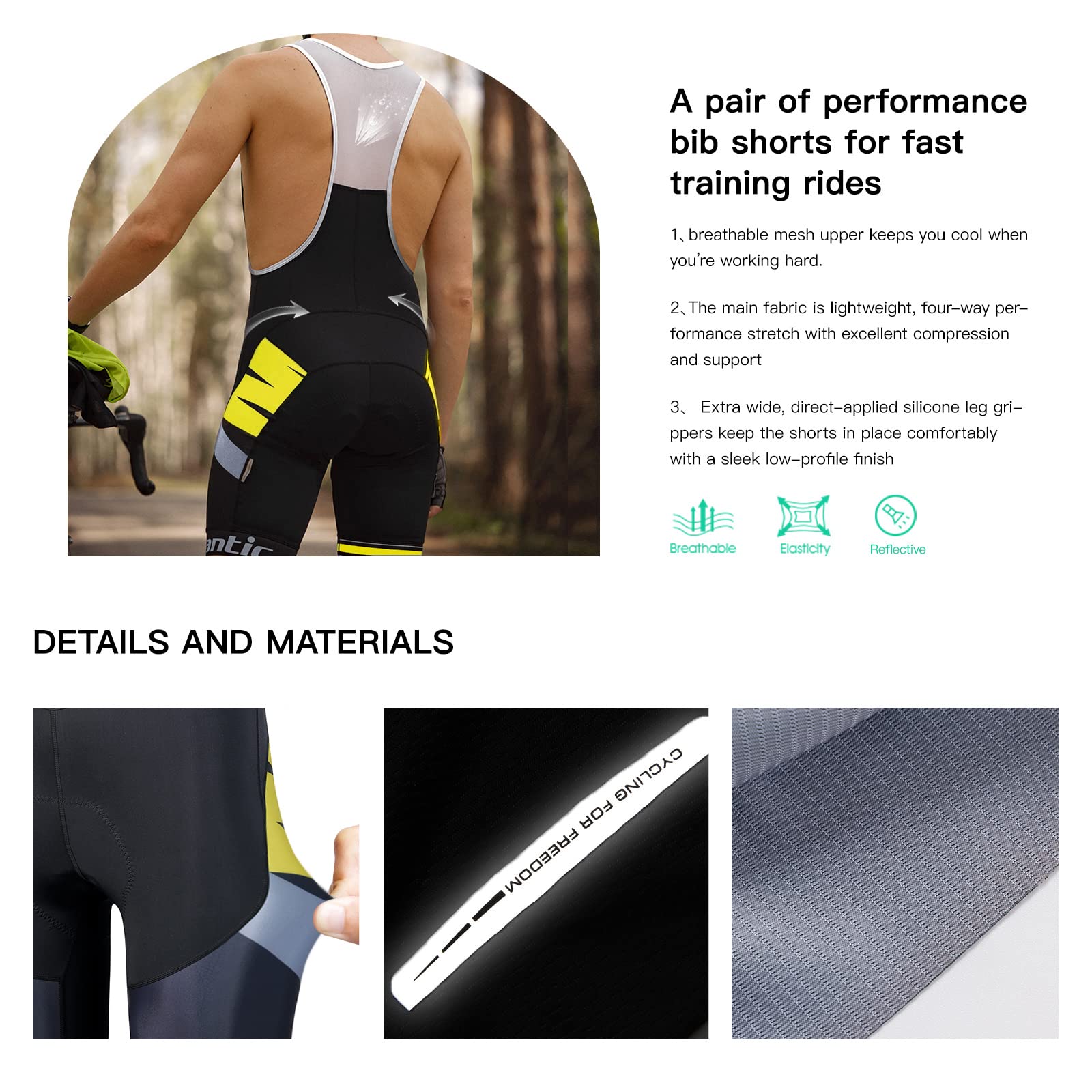 Santic Men's Cycling Jersey Set Bib Shorts 4D Padded Short Sleeve Outfits Set Quick-dry