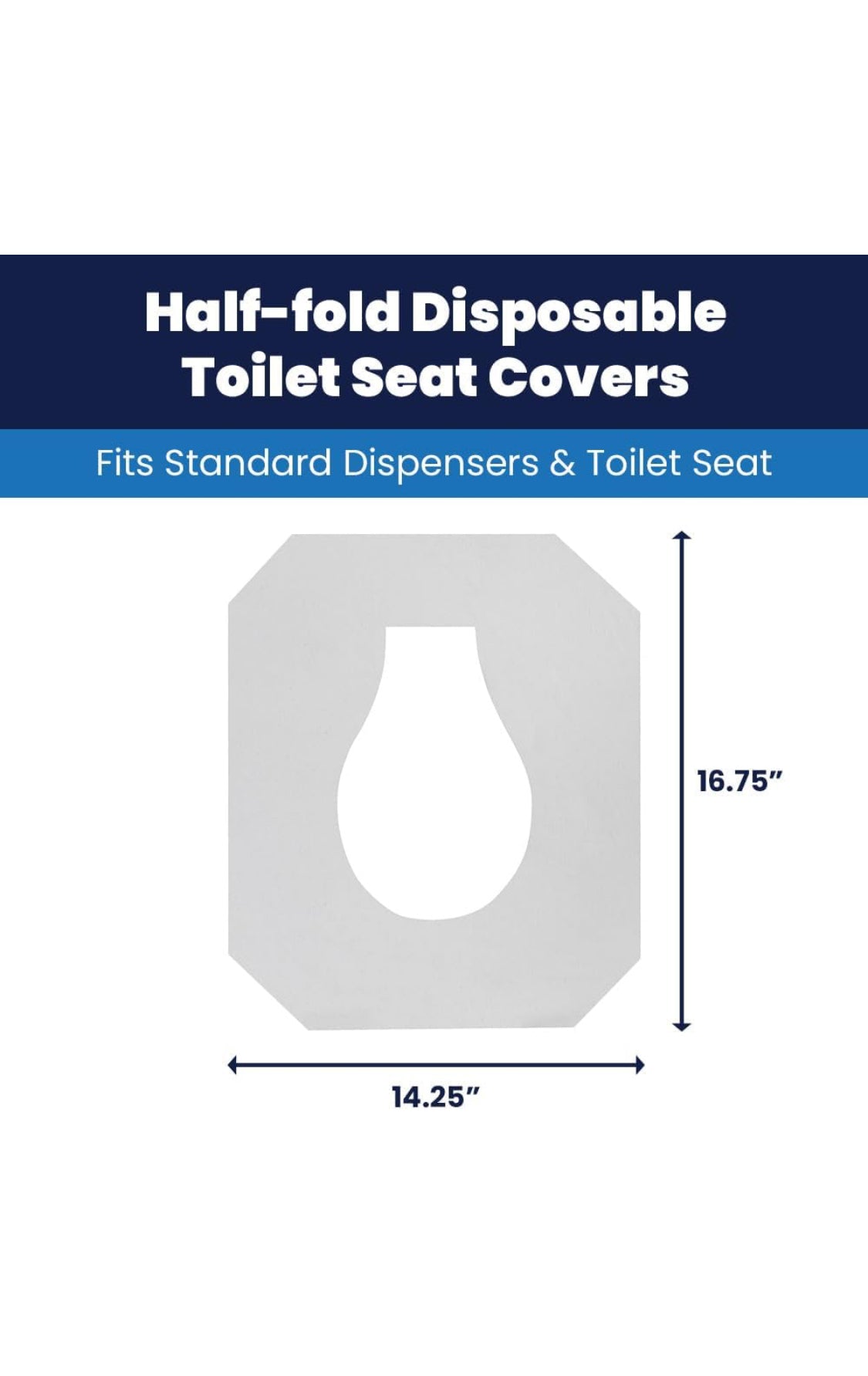 HOSPECO Discreet Seat Half-Fold Toilet Seat Covers, 14.25 X 16.5, White, 250/pack, 20 Packs/carton