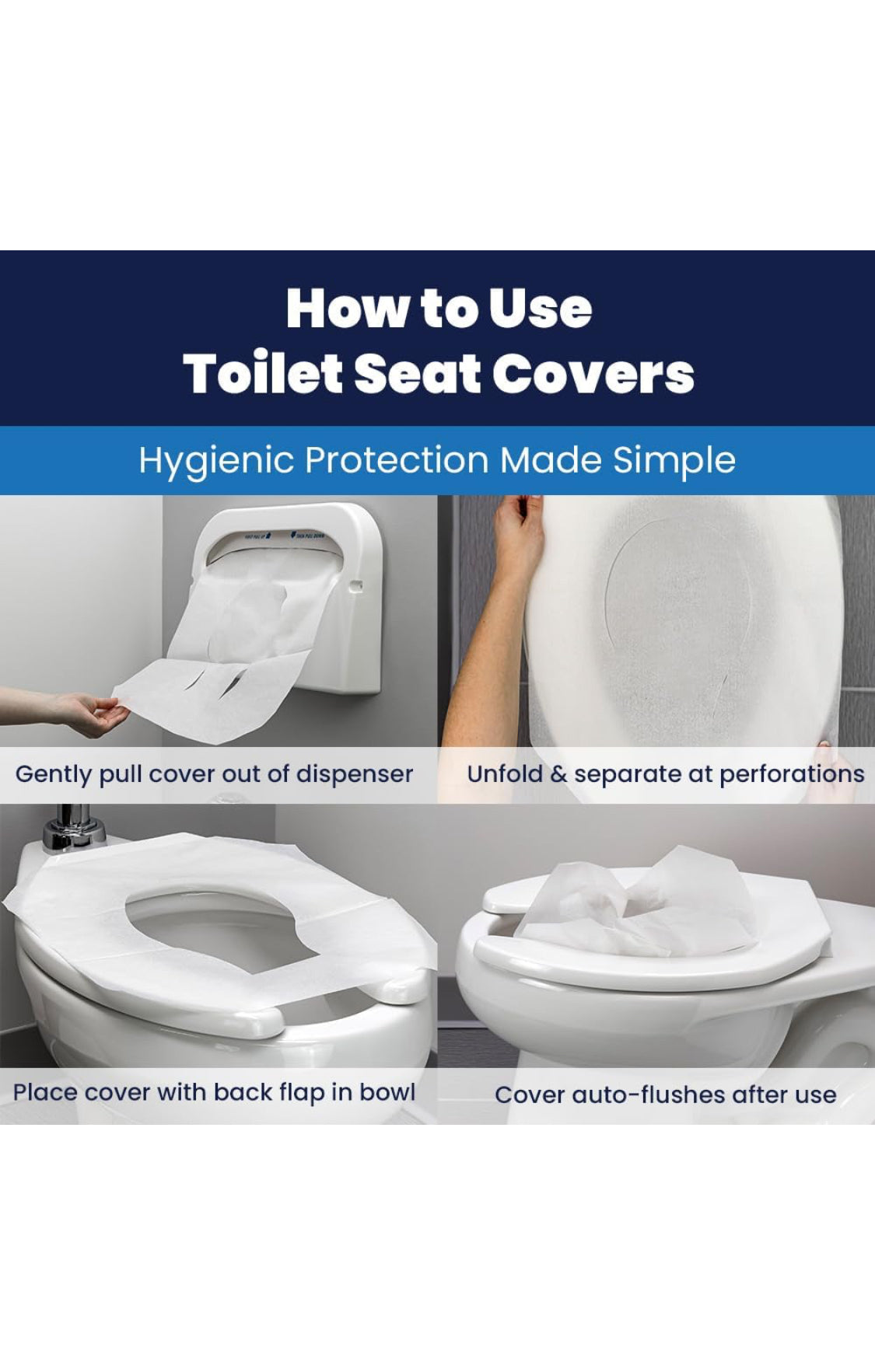 HOSPECO Discreet Seat Half-Fold Toilet Seat Covers, 14.25 X 16.5, White, 250/pack, 20 Packs/carton