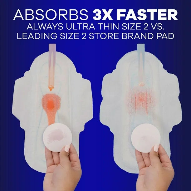 Always Ultra Thin Extra Heavy Overnight Pads with Wings, Size 5, 72 ct.