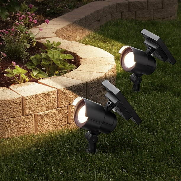 Member's Mark Matte Black LED Solar Spot Lights, 2-pack