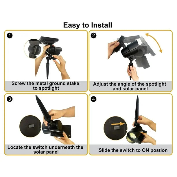 Member's Mark Matte Black LED Solar Spot Lights, 2-pack