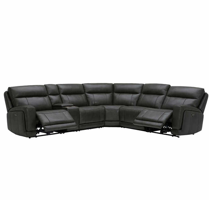 Lauretta 6-piece Leather Power Reclining Sectional with Power Headrests