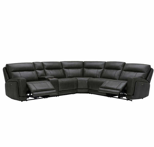 Lauretta 6-piece Leather Power Reclining Sectional with Power Headrests