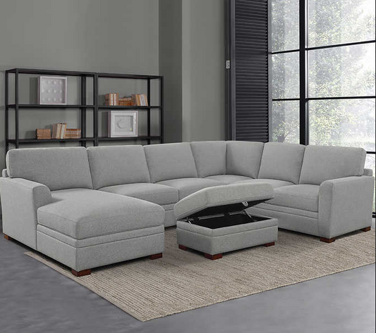 Thomasville Langdon Fabric Sectional with Storage Ottoman