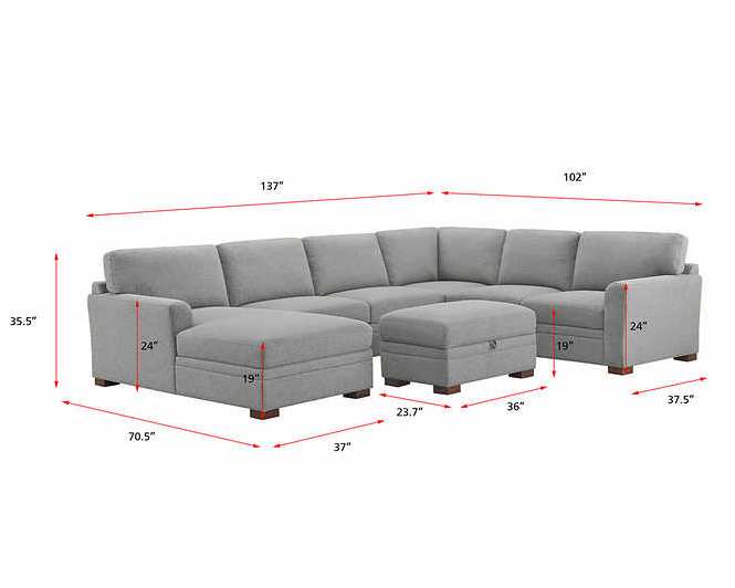 Thomasville Langdon Fabric Sectional with Storage Ottoman