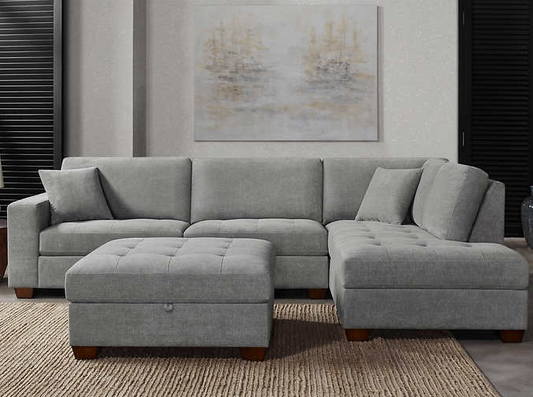 Thomasville Miles Fabric Sectional with Storage Ottoman