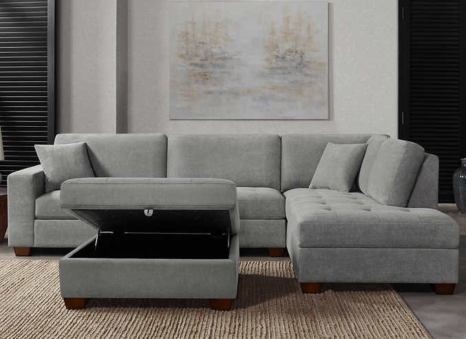 Thomasville Miles Fabric Sectional with Storage Ottoman