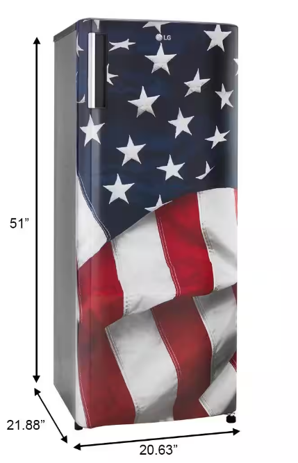 LG 20.63 in. W. 7 cu. ft. Single Door Refrigerator with Inverter Compressor & Pocket Handle in Glory Flag, ENERGY STAR