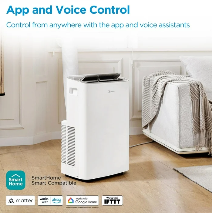 Midea 8,000 DOE, 12, 000 BTU ASHRAE SmartCool Portable Air Conditioner, For spaces up to 350 Sq. Ft