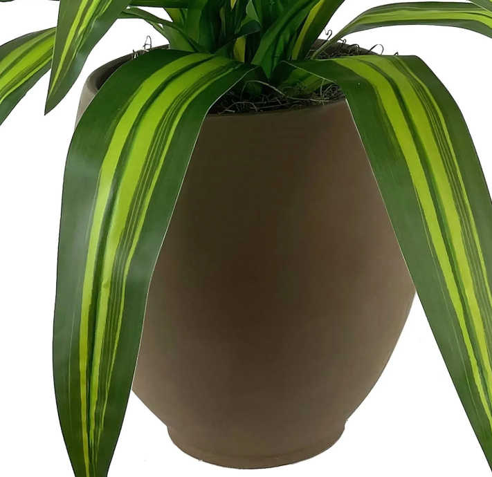 Faux 5' Deluxe Dracaena Floor Plant in Brown Tuscany Pottery Pot