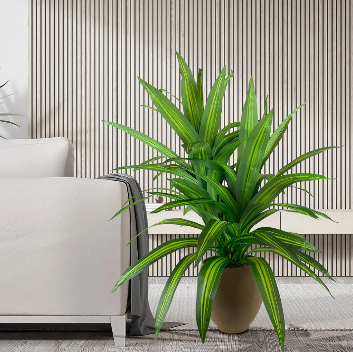 Faux 5' Deluxe Dracaena Floor Plant in Brown Tuscany Pottery Pot