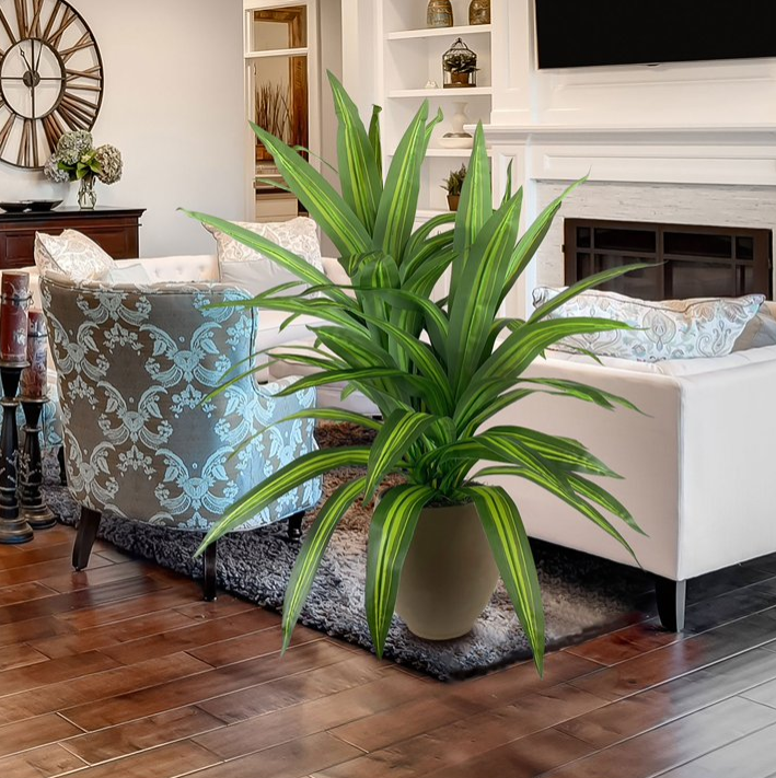 Faux 5' Deluxe Dracaena Floor Plant in Brown Tuscany Pottery Pot
