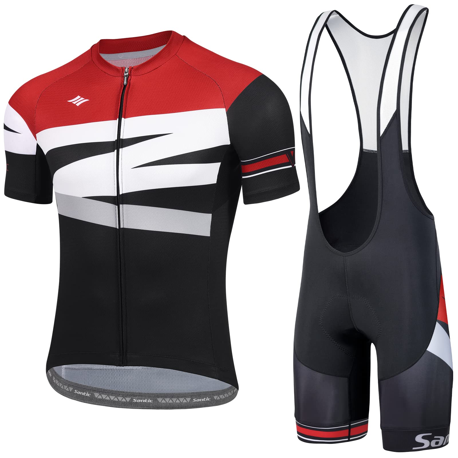 Santic Men's Cycling Jersey Set Bib Shorts 4D Padded Short Sleeve Outfits Set Quick-dry