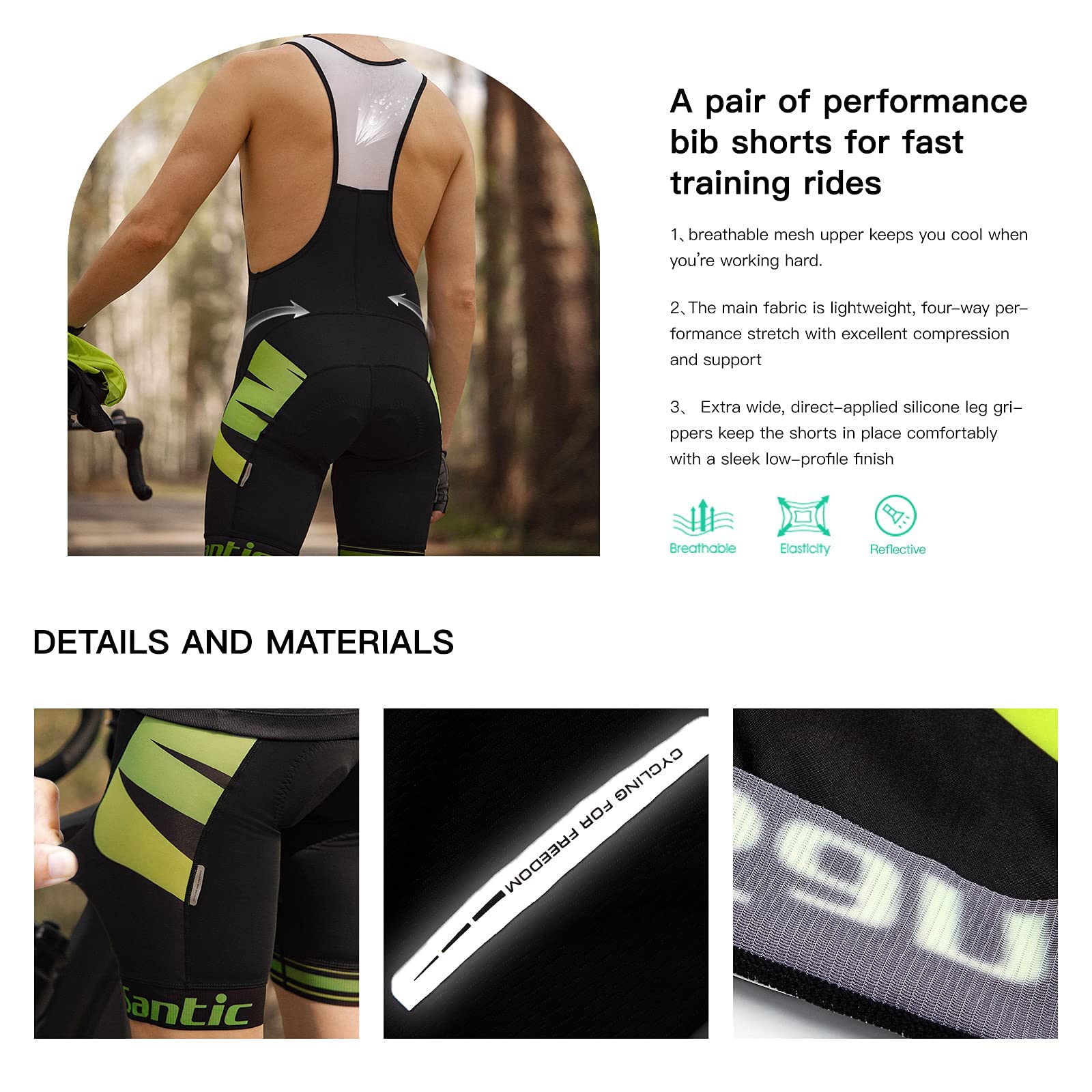 Santic Men's Cycling Jersey Set Bib Shorts 4D Padded Short Sleeve Outfits Set Quick-dry
