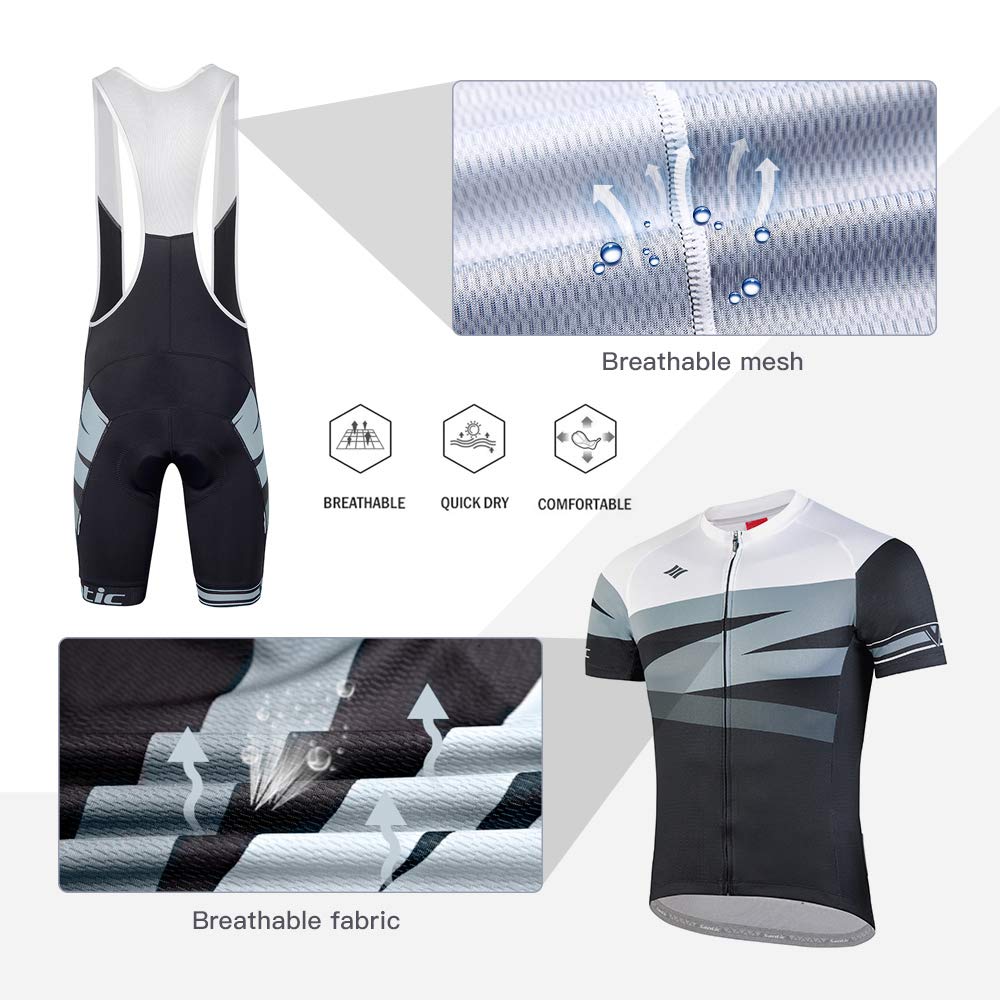 Santic Men's Cycling Jersey Set Bib Shorts 4D Padded Short Sleeve Outfits Set Quick-dry
