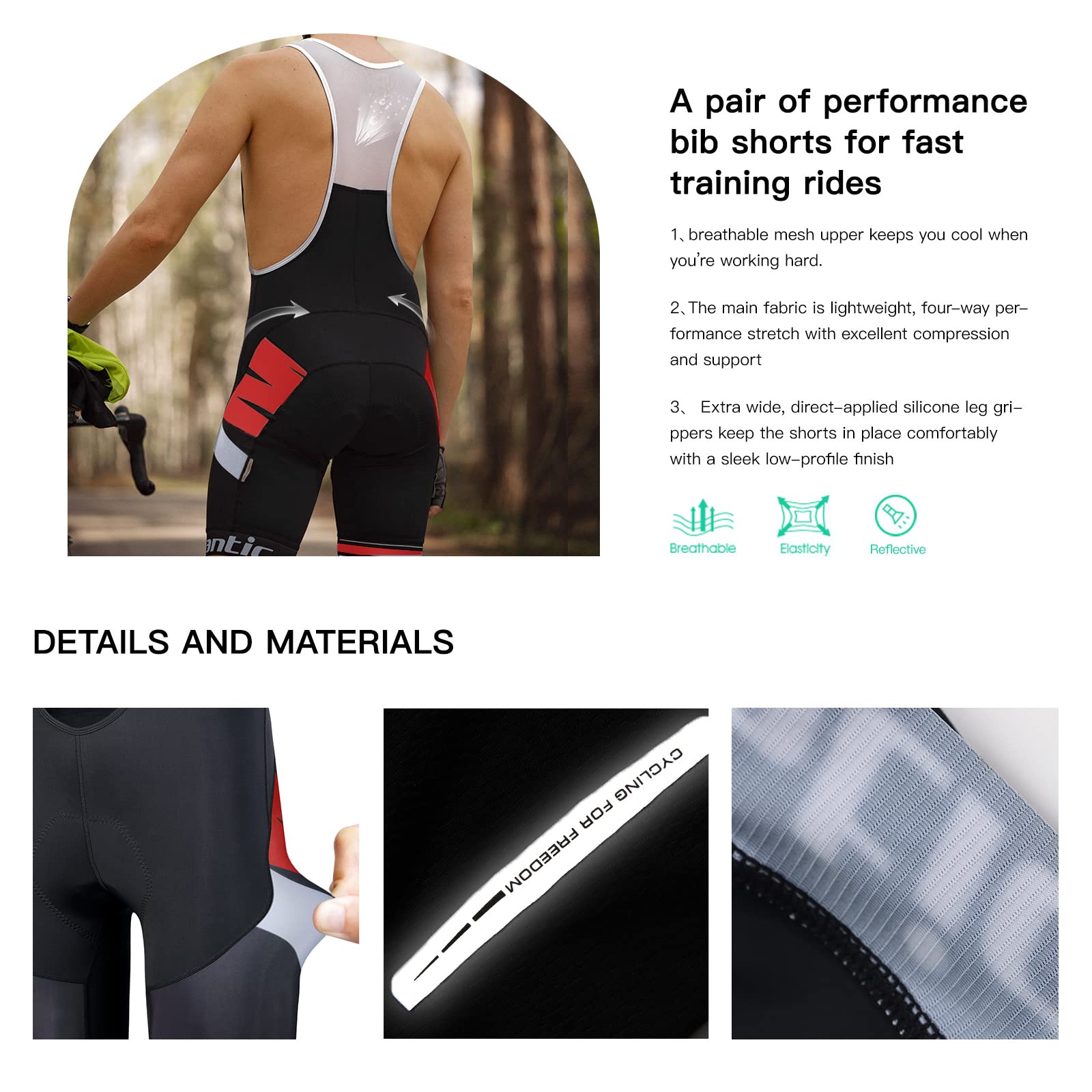 Santic Men's Cycling Jersey Set Bib Shorts 4D Padded Short Sleeve Outfits Set Quick-dry