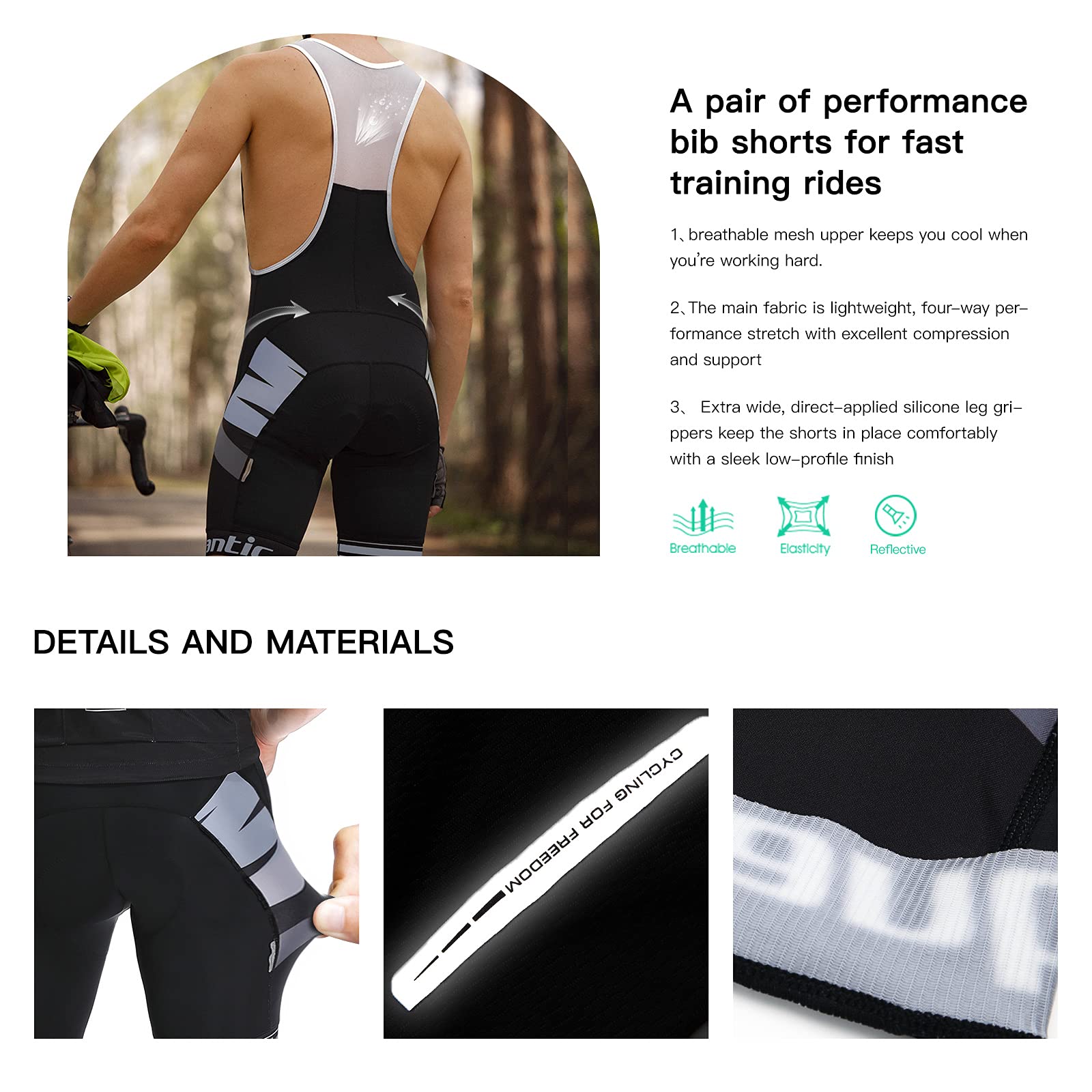 Santic Men's Cycling Jersey Set Bib Shorts 4D Padded Short Sleeve Outfits Set Quick-dry
