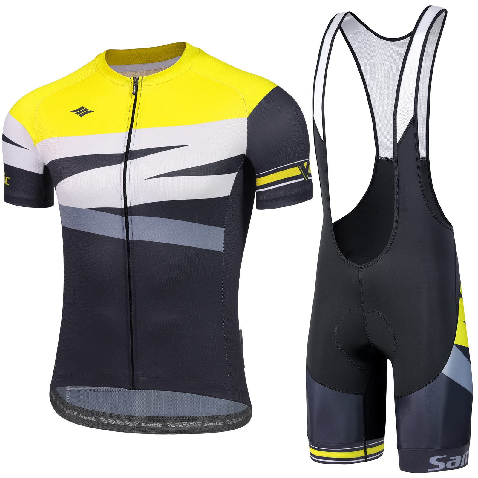 Santic Men's Cycling Jersey Set Bib Shorts 4D Padded Short Sleeve Outfits Set Quick-dry